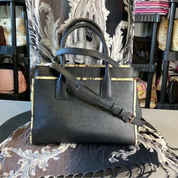 Kate Spade black Saffiano leather with snakeskin embossed trim - Picture 2 of 9